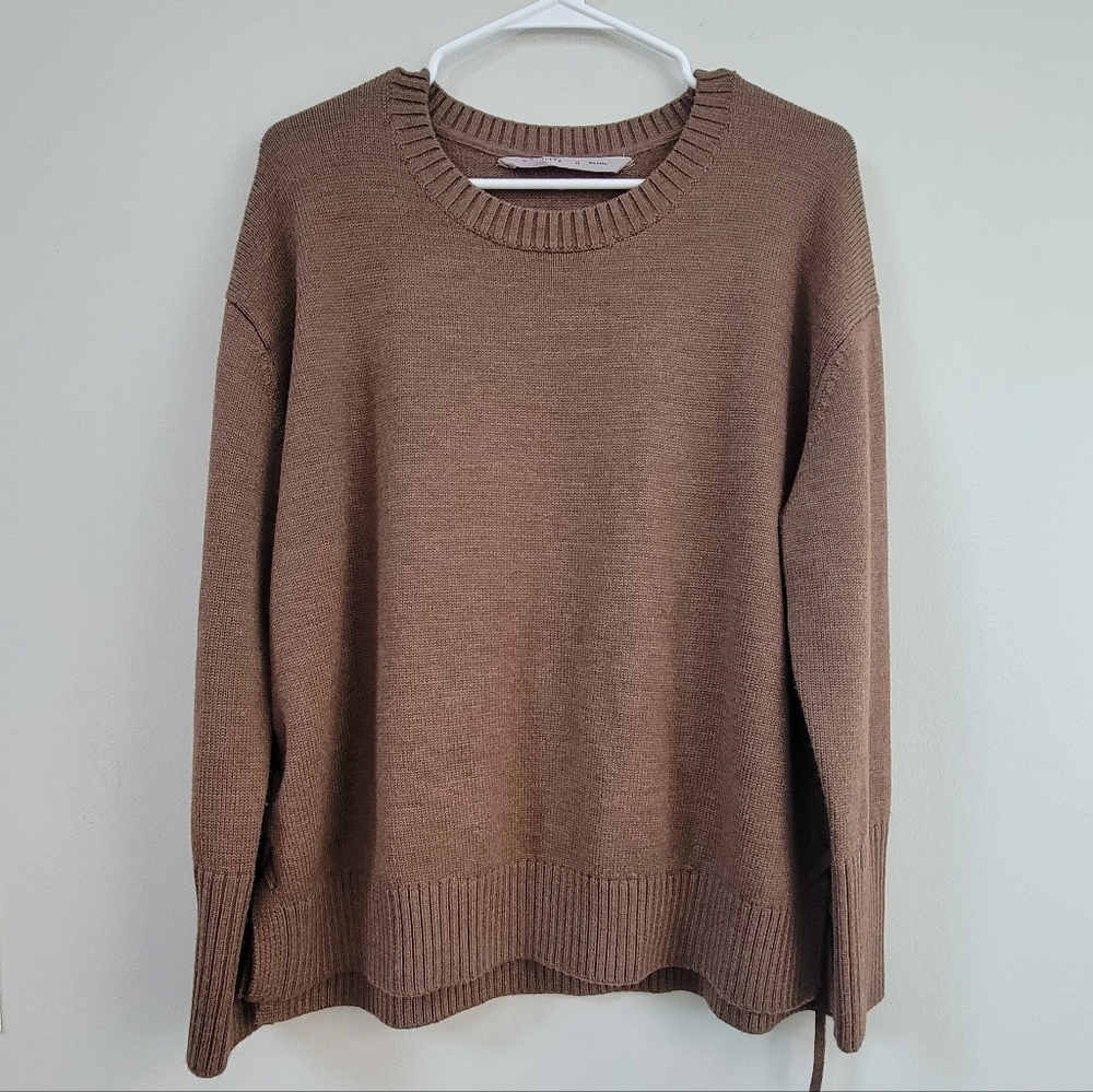 Athleta Merino Wool Nopa Lace Up Heather Sweater Women's Size M Capsule Layers